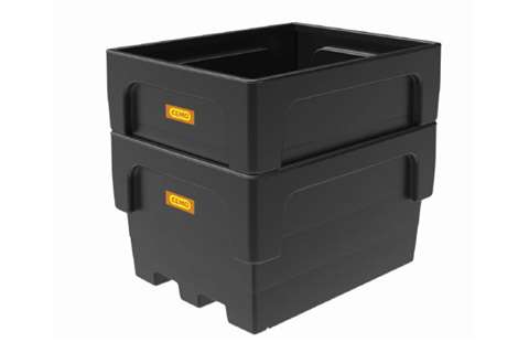 Spill tray for 1 ibc - 1100 l (cubi) black - with grid - nestable