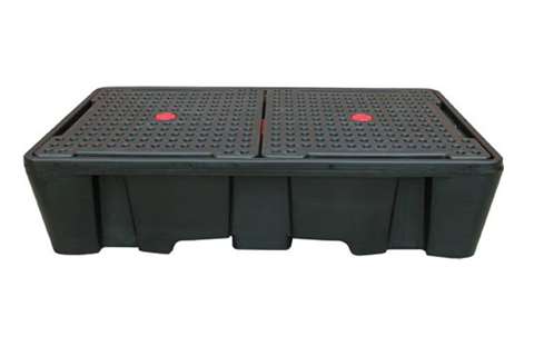 Spilltray for 2 ibcs - 1130 l black - with grid - not for de/at