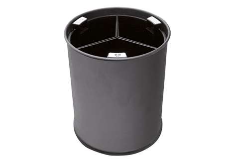 Round waste basket - 3 compartiments insert black 3,3l