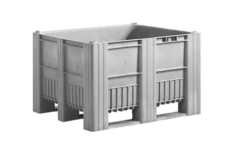 Pallet box - 1200x1000x740 mm - grey seamless - 3 skids