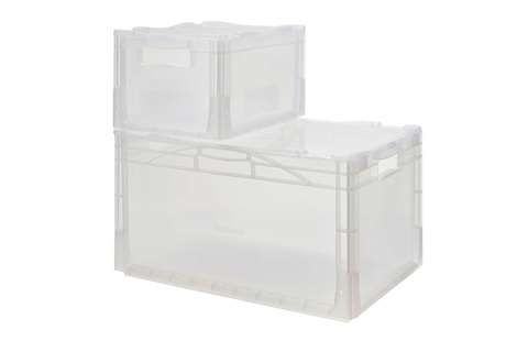 Qubb - EN Stacking bin Budget Crystal 21l - 400x300x225mm - closed sides and closed reinforced bottom  Qubb - EN Stacking bin Budget Crystal 21l - 400x300x225mm - closed sides and closed reinforced bottom