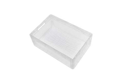 Qubb - EN Stacking bin Budget Crystal 44l - 600x400x220mm - closed sides and closed reinforced bottom  Qubb - EN Stacking bin Budget Crystal 44l - 600x400x220mm - closed sides and closed reinforced bottom