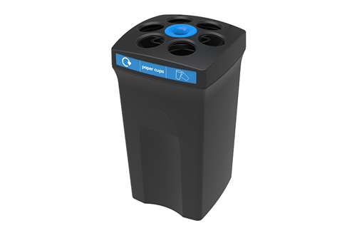 Rectangular waste bin for cups + liquid collection tray