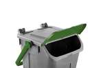 Waste bin with hinged lid grey body - green lid - 25l