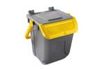 Waste bin with hinged lid grey body - yellow lid - 25l