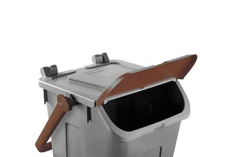 Waste bin with hinged lid grey body - brown lid - 25l