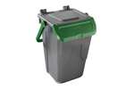 Waste bin with hinged lid grey body - green lid - 35l