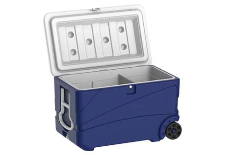 Insulated cooler - 65l on 2 wheels ice box pro - 750x470x470mm