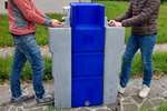 Mobile handwashing unit  2 basins capacity 2x 65l with footpump