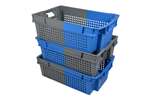 Qubb - EN Nestable and stackable crate 32l - 600x400x200mm - perforated sides and bottom - bicolor 