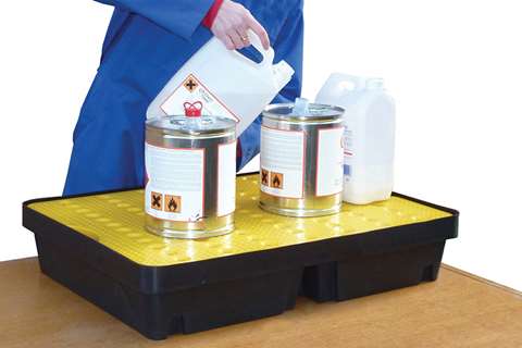 Qubb - Spillpallet 600x400 mm - 20l - with yellow grid  Qubb - Spillpallet 600x400 mm - 20l - with yellow grid