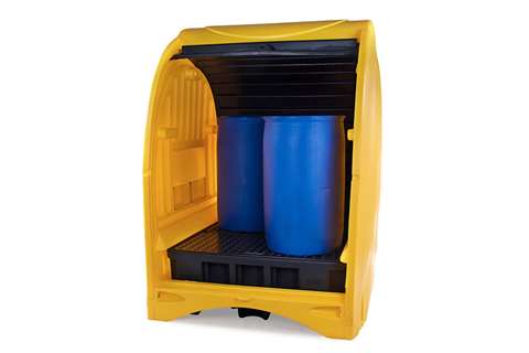 Qubb - Leak tray wth overhead cover - 4 barrels - 485l - 1565x1730x2110mm  Qubb - Leak tray wth overhead cover - 4 barrels - 485l - 1565x1730x2110mm
