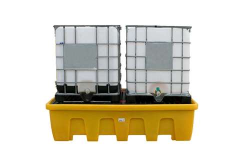 Spillpallet for 2 ibcs - 1200 l yellow - with grid - nestable
