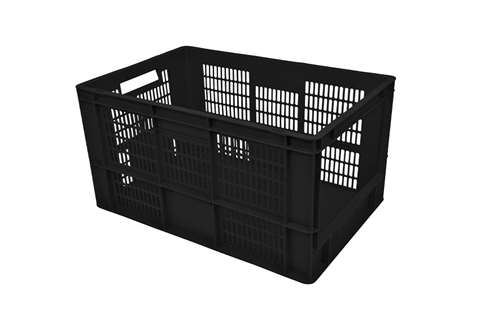 Euronorm warehouse bin - 600x400x320mm perforated - with frontal opening - reg