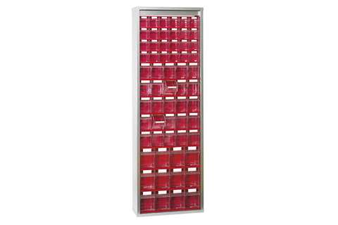 Metal wall cabinet 665x250x2000 mm 61 tilt bins incl. - series 7000