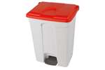 Probbax - Rectangular step-on waste bin 70l white body+coloured lid - 670x410x490mm