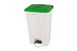 Rectangular step-on waste bin 90l white body + coloured lid 500x412x820mm