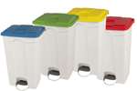 Rectangular step-on waste bin 90l white body + coloured lid 500x412x820mm