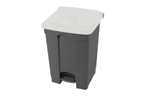 Probbax - Rectangular step-on waste bin 45l - grey body + coloured lid 600x390x410mm  Probbax - Rectangular step-on waste bin 45l - grey body + coloured lid 600x390x410mm