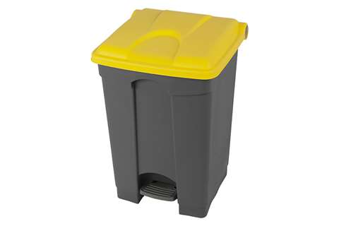 Probbax - Rectangular step-on waste bin 45l - grey body + coloured lid 600x390x410mm  Probbax - Rectangular step-on waste bin 45l - grey body + coloured lid 600x390x410mm