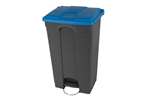 Probbax - Rectangular step-on waste bin 90l grey body + coloured lid 500x412x820mm