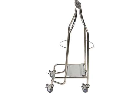 Probbax - Ss bag holder with pedal + rubber clamp - 4 rubber wheels with brake - aisi304  Probbax - Ss bag holder with pedal + rubber clamp - 4 rubber wheels with brake - aisi304