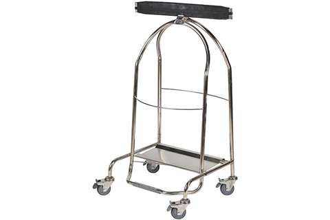 Probbax - Ss bag holder with pedal + rubber clamp - 4 rubber wheels with brake - aisi304  Probbax - Ss bag holder with pedal + rubber clamp - 4 rubber wheels with brake - aisi304