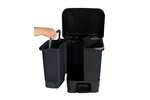 Probbax - Rectangular pedal bin 40L - double inner bucket - 470x370x510mm 