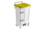 Waste container with pedal & door - 90 l on casters