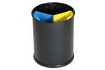 Round waste basket 13l - 3 compartiments insert black/yellow/blue 3,3l