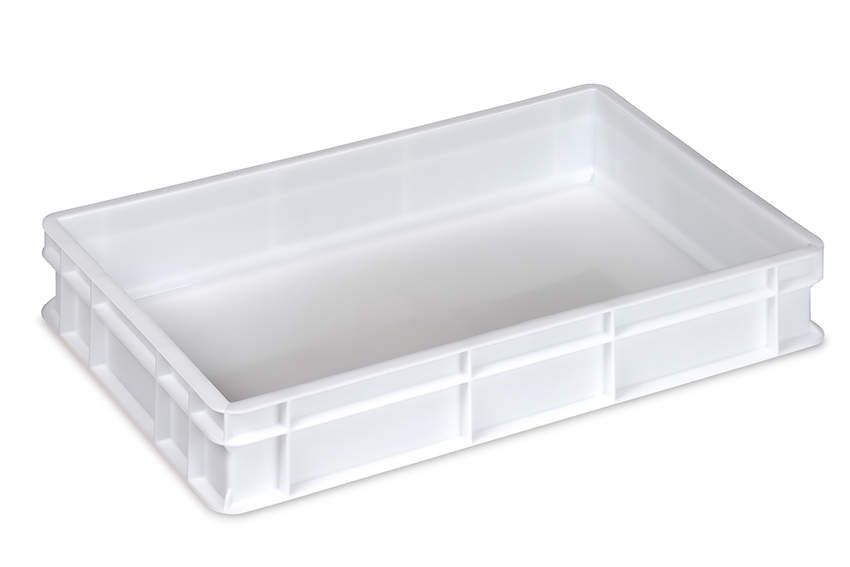 EN stacking bin Food natural 18l - 600x400x100mm - closed walls and base - closed handles 
