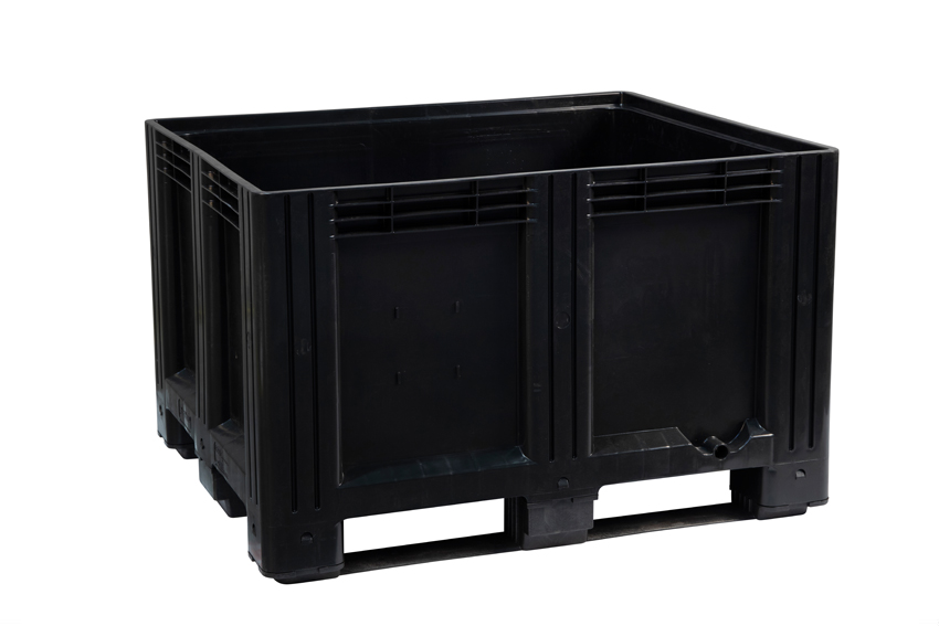 Pallet box - 1200x1000x780 mm - recycled - closed - 3 skids - 610 l 