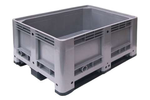 Palletbox 1200x1000x600mm - gesloten - 430l - 3 sleeplatten