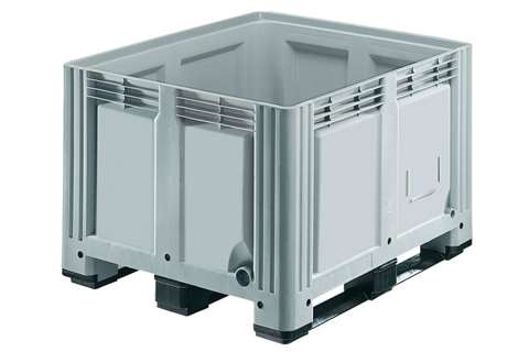 Palettenbox 1200x1000x870mm - 760l - geschlossen - 3 Kufen - Konvex