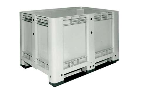 Palletbox 1200x800x780mm - gesloten - 470l - 2 sleeplatten