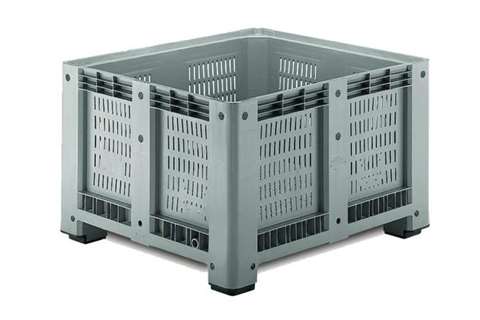 Palettenbox 1200x1000x760mm - perforiert - 4 Füse - 610l
