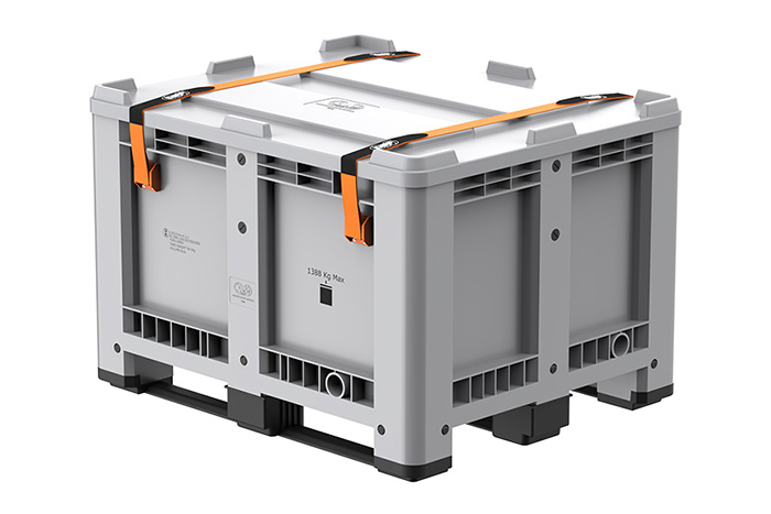 Palettenbox Inkl. Deckel und Bänder - 1200x1000x780mm - 610l - Un Zertifikat 