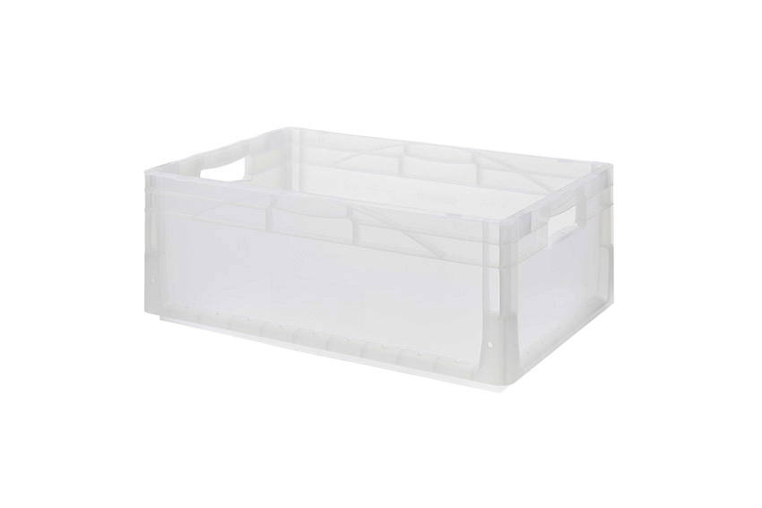 EN Stacking bin Budget Crystal 44l - 600x400x220mm - closed sides and closed reinforced bottom 