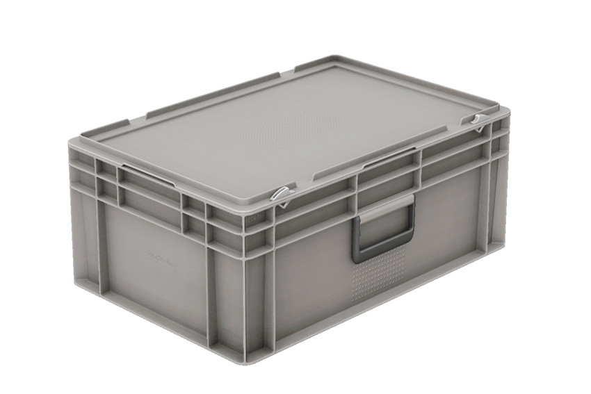 Euronorm koffer met deksel en koffergreep 60L - 600x400x334mm 
