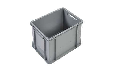 EN Stapelbak Budget Grey 35l - 400x300x360mm - gesloten wanden en versterkte bodem - open handvaten