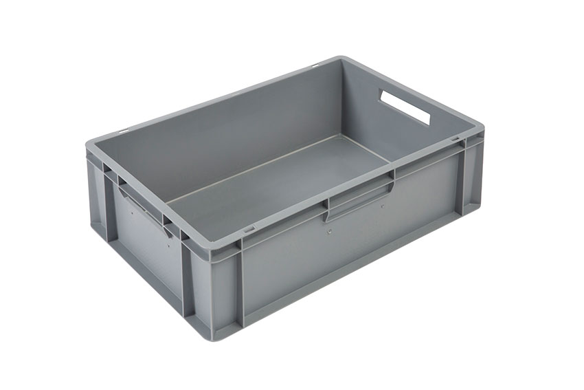 EN Bac gerbable Budget Grey 40l - 600x400x200mm - parois et fond fermés - poignées ouvertes 