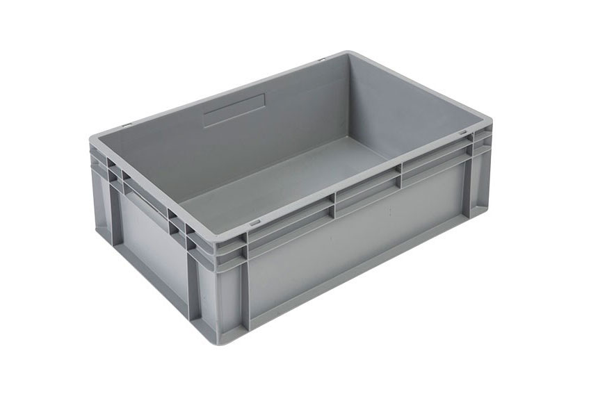 EN Stapelbak Budget Grey 42l - 600x400x220mm - gesloten wanden en bodem - gesloten handvaten 