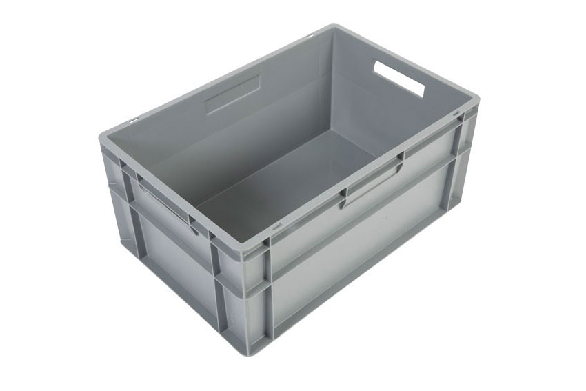 EN Bac gerbable Budget Grey 52l - 600x400x270mm - parois et fond fermés - poignées ouvertes 