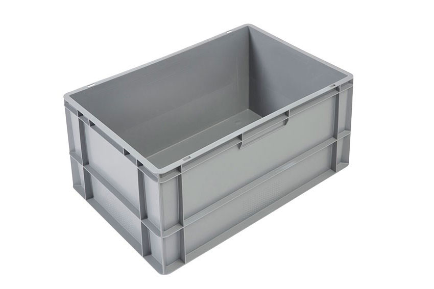 EN Stapelbak Budget Grey 60l - 600x400x320mm - gesloten wanden en bodem - gesloten handvaten 