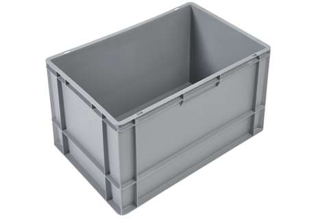 EN Stapelbak Budget Grey 76l - 600x400x400mm - gesloten wanden en bodem - gesloten handvaten