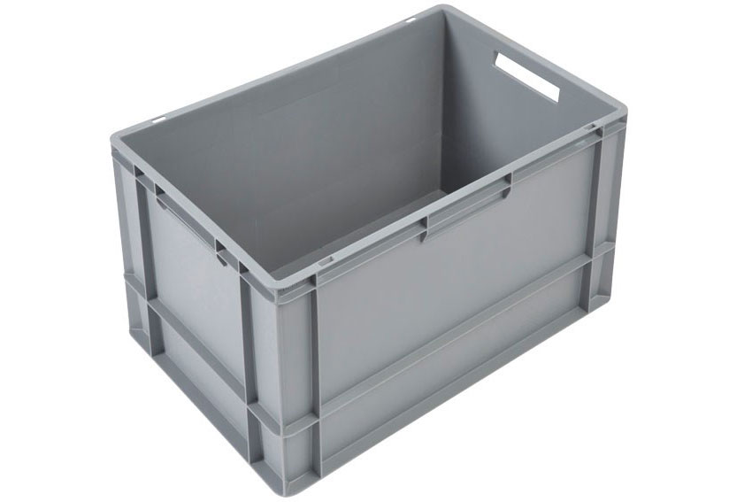 EN Bac gerbable Budget Grey 76l - 600x400x400mm - parois et fond fermés - poignées ouvertes 