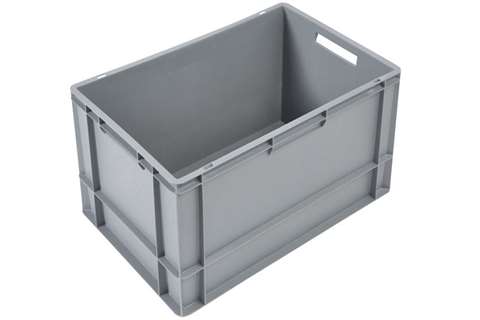 EN Stapelbak Budget Grey 76l - 600x400x400mm - gesloten wanden en bodem - open handvaten