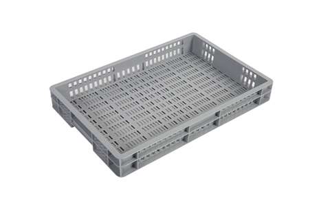 EN-Stapelbehälter Budget Grey 15l - 600x400x80mm - Wände und Boden perforiert - geschlossen Griffe