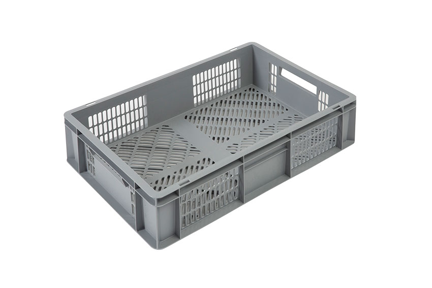 EN Stacking bin Budget Grey 30l - 600x400x170mm - perforated sides and bottom - open handles 