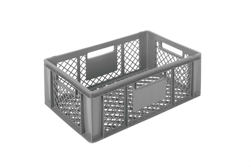 EN Stacking bin Classic 43l - 600x400x220mm - sides and bottom perforated - open handles 